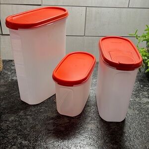 Tupperware Red and White Modular Mates Stacking Storage Set